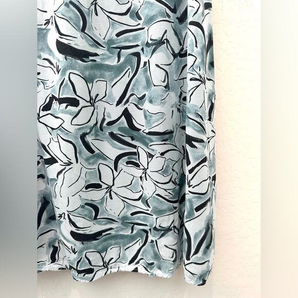 NINE WEST | Blue Black Floral Abstract Midi Skirt | Size Medium - Picture 3 of 7